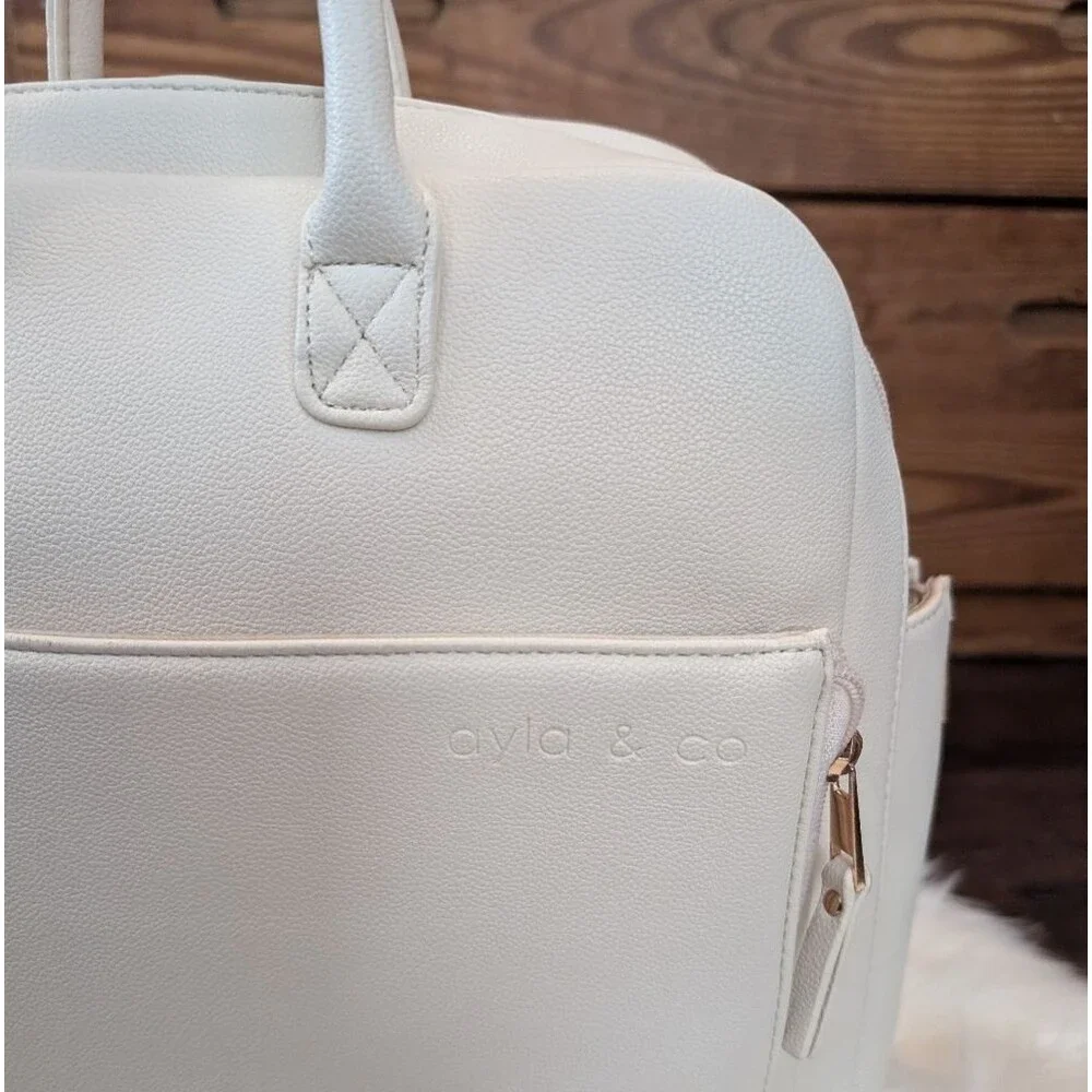 Ayla & Co Full-Size Diaper Bag Backpack White Ivory